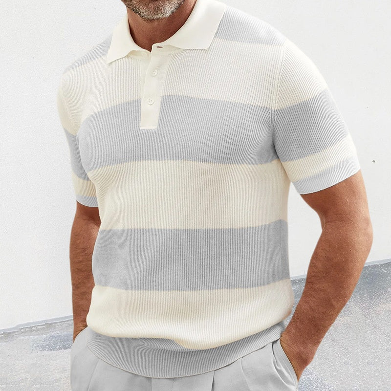 Lapel Sweater Short Sleeve Shirt For Men