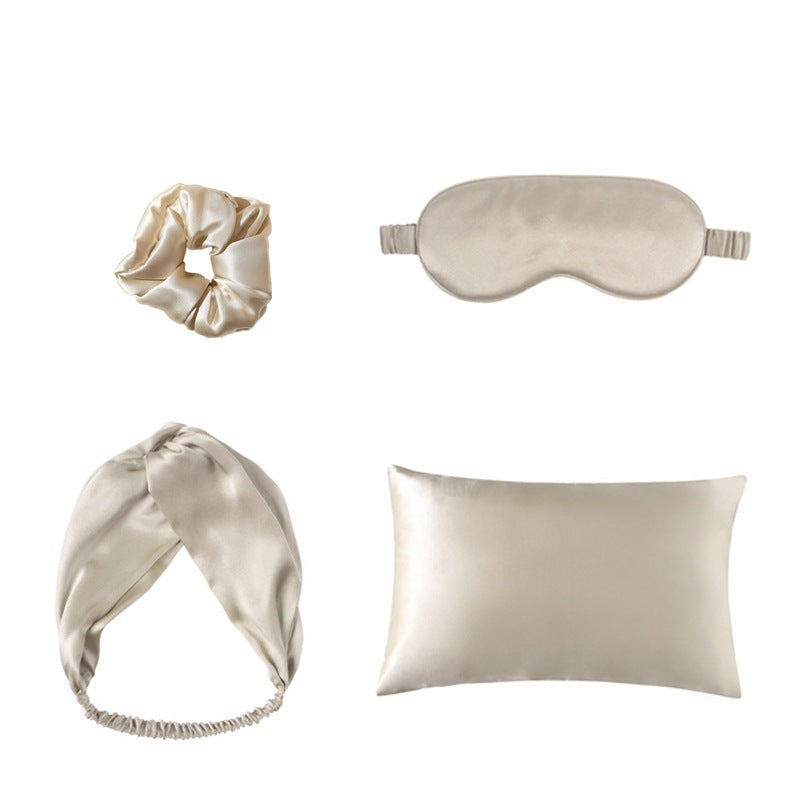 Double-sided Silk Eye Mask, Pillowcase, and Hair Tie Set