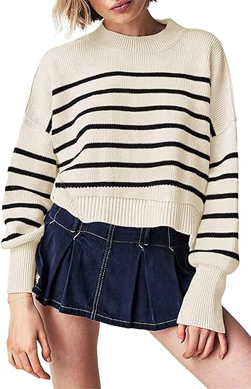 Striped Long-sleeve Sweater For Women