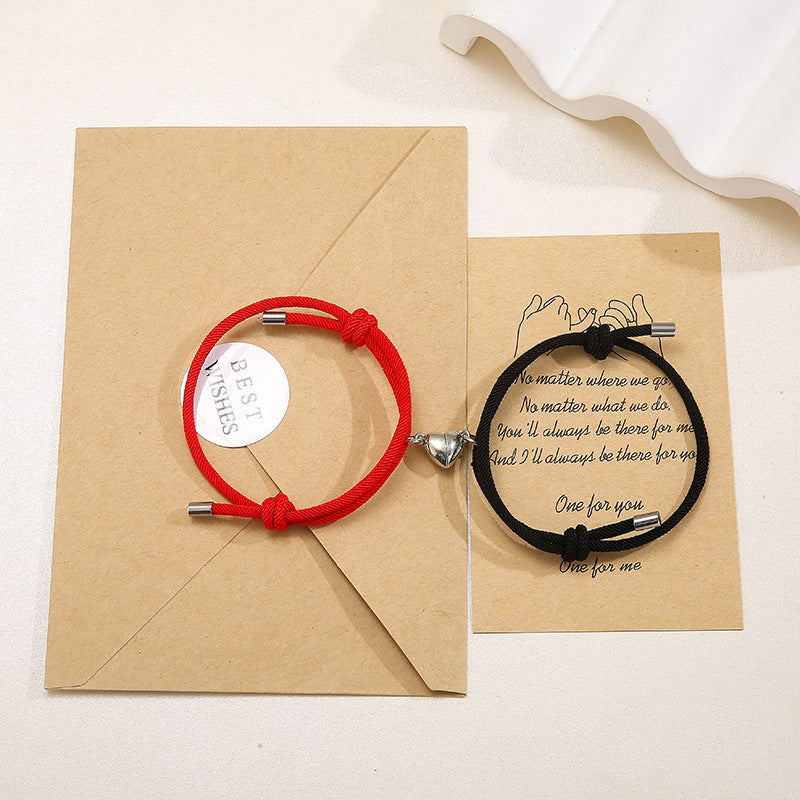 Simple Nylon Love Magnetic Couple Bracelet
