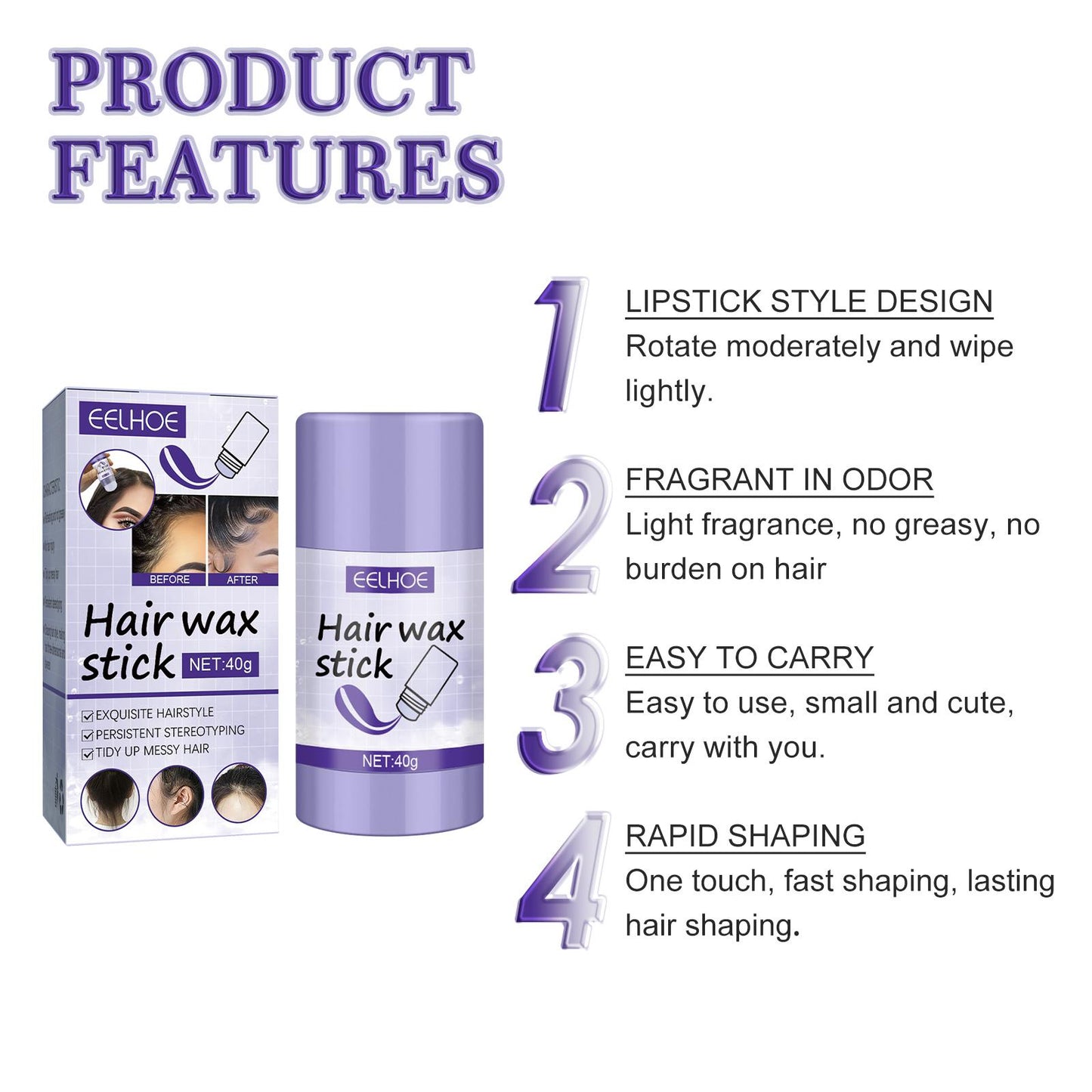 EELHOE Hair Wax Stick For Polishing Hair