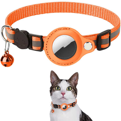 Reflective Nylon Collar W/ Waterproof Holder Case For Pets