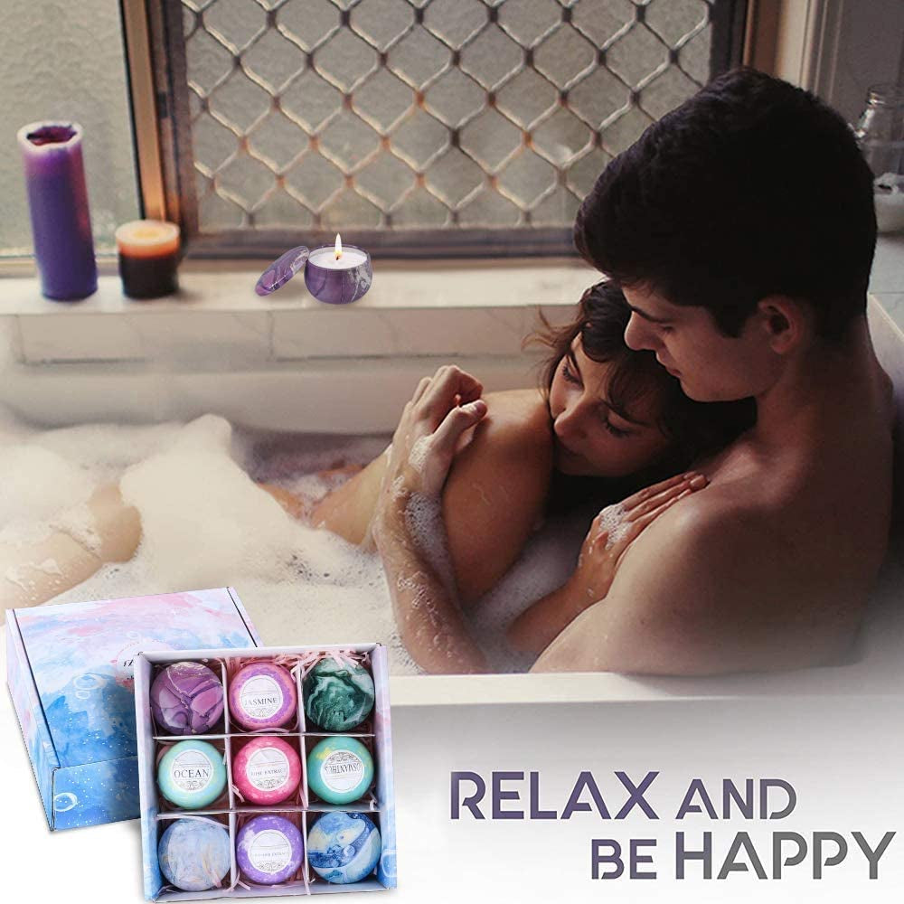 Sunday Unwind Set - 5 Large Fizzy Spa Bombs + 4 Scented Candles