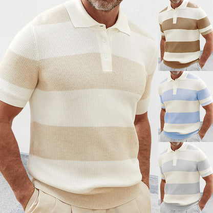 Lapel Sweater Short Sleeve Shirt For Men