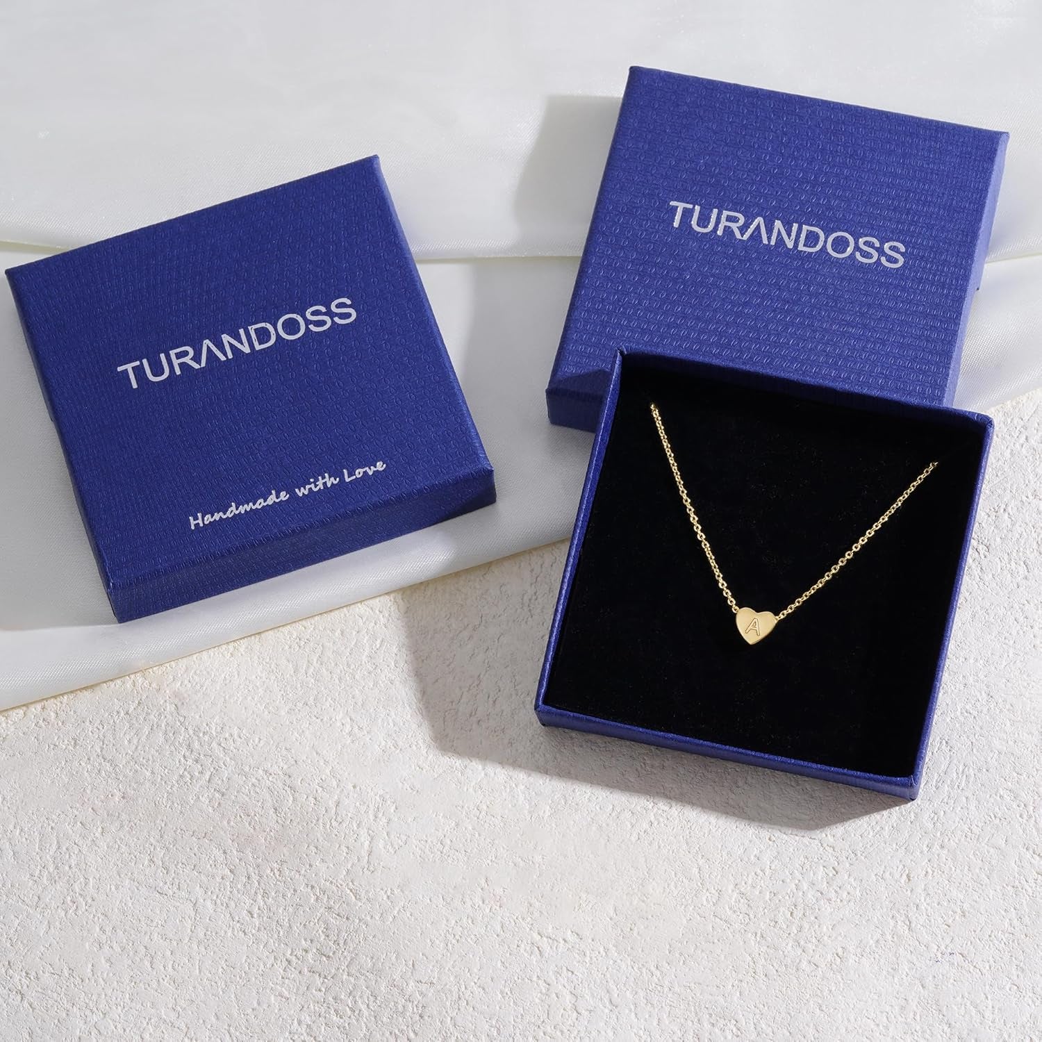 Gold Mini Heart Initial Necklace