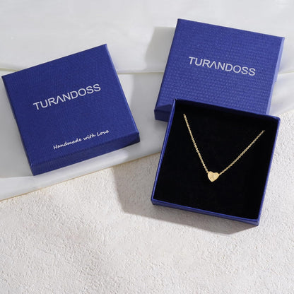 Gold Mini Heart Initial Necklace