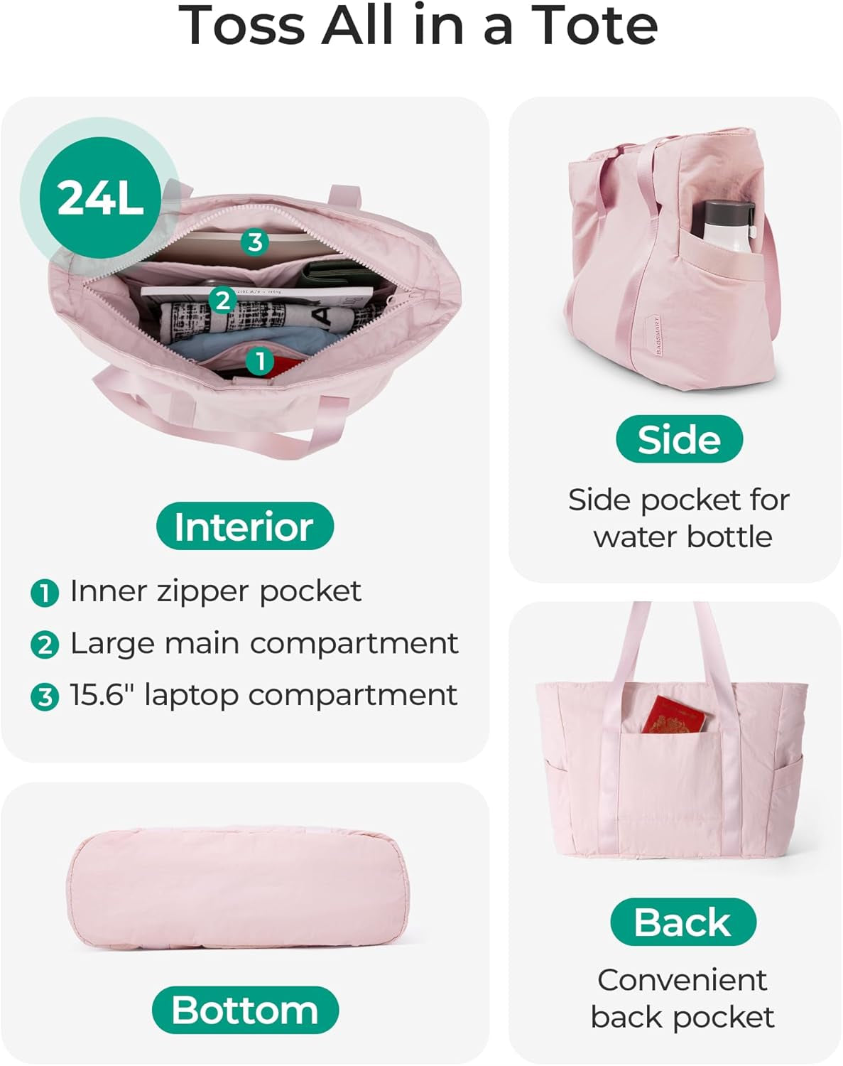 Pink Travel and Workout Tote Bag