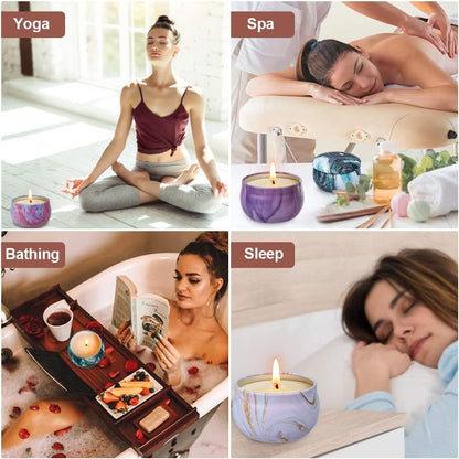 Sunday Unwind Set - 5 Large Fizzy Spa Bombs + 4 Scented Candles
