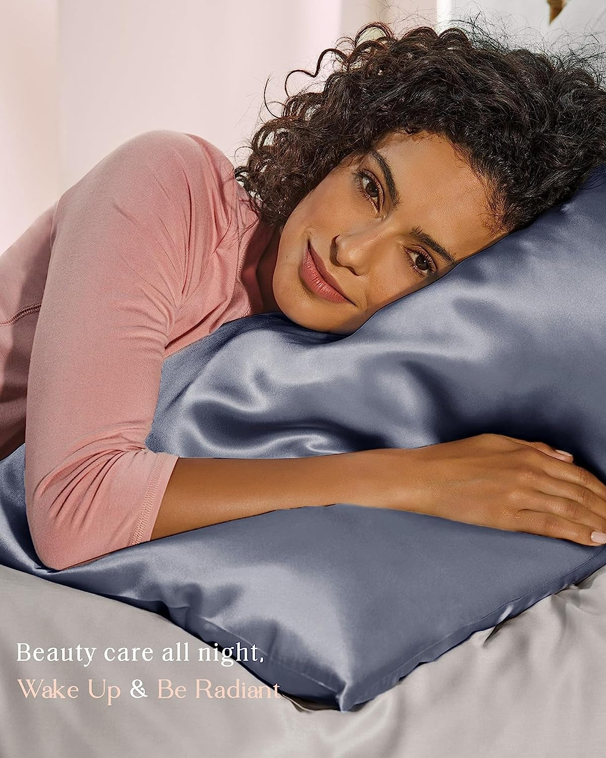 Blue Satin Pillowcase