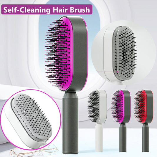 Self Cleaning Massage Scalp Comb Anti-Static Hair Brush