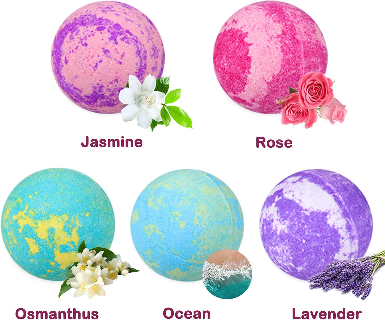 Sunday Unwind Set - 5 Large Fizzy Spa Bombs + 4 Scented Candles