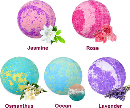 Sunday Unwind Set - 5 Large Fizzy Spa Bombs + 4 Scented Candles