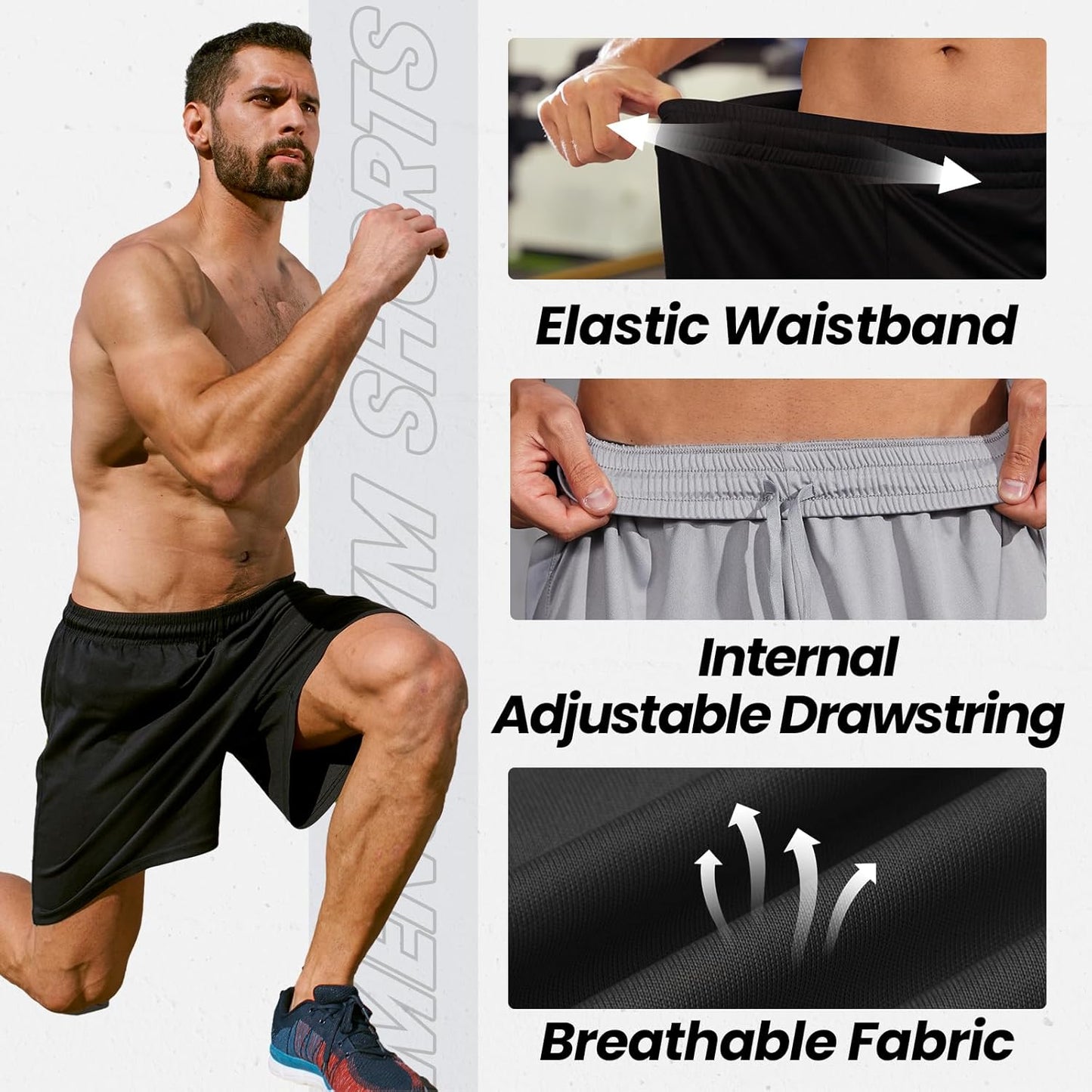 Men Athletic Shorts Set - 5 pcs